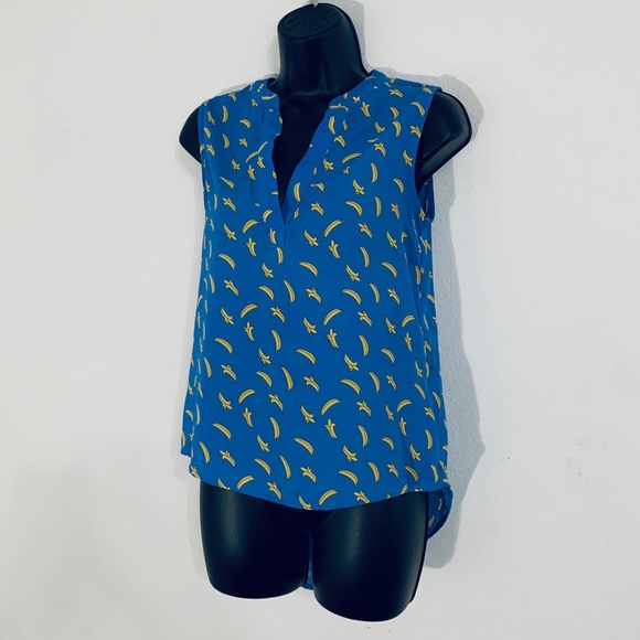 BONGO Blouse Hi-Lo Banana Print Sleeveless Top Size S NWOT - Picture 3 of 7